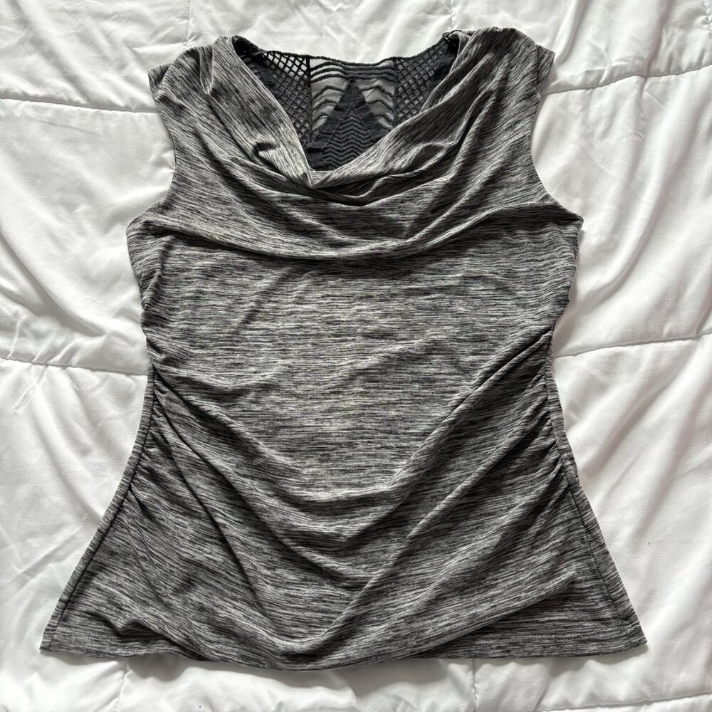 Vintage 90s Y2K Womens Size Large Cowl Neck Sleeveless Gray Blouse Grunge‎ Fairy